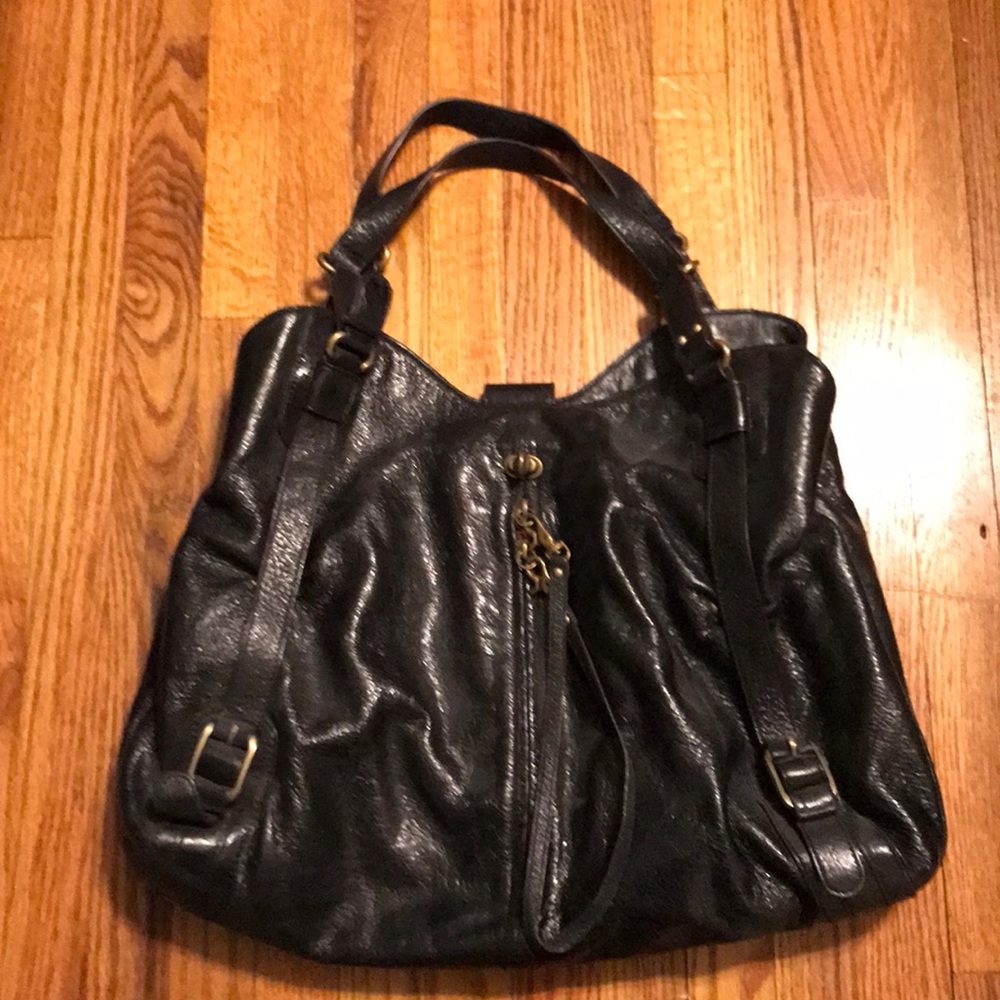 HYPE Black Leather Shoulder Satchel
